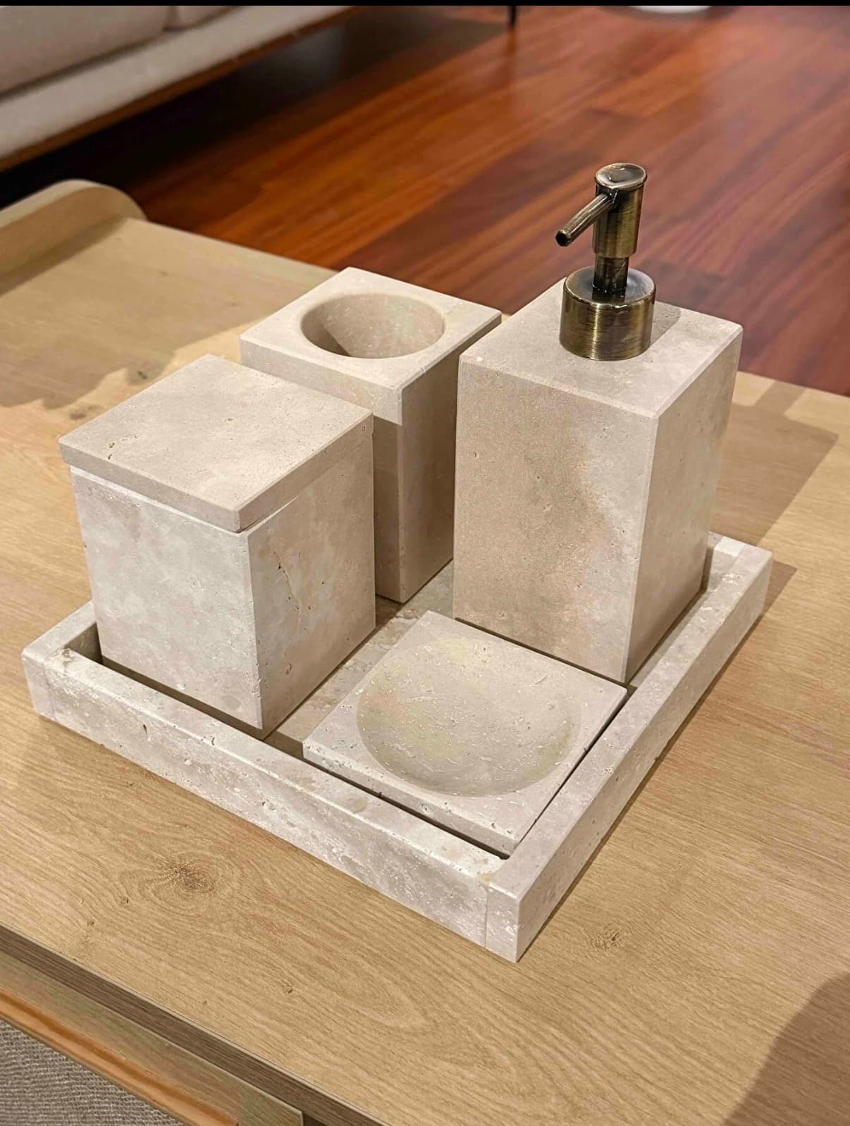 Dmr home traverten taş banyo seti